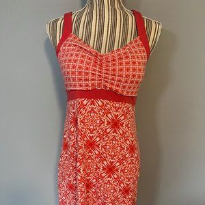 Women's DAKINI Coral Pink White Print Super Soft & Comfy Dress Sz Medium strappy